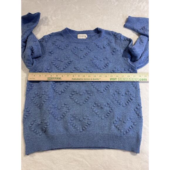 DREAMERS Blue Heart Knit Kawaii Twee Long Sleeve Blue Sweater - Picture 6 of 10
